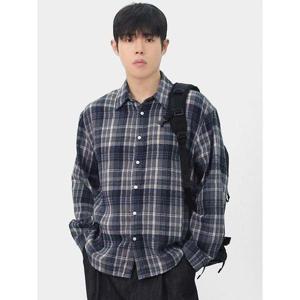 [빌리버스]남성 데일리 체크 레이어드 면 컬러 긴팔 셔츠 캐주얼 남방 BRAT128