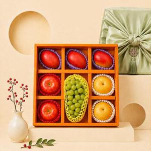 [보자기동봉] 정성가득 4kg(샤인1개+사과2개+배2개+애플망고3) 과일 선물세트