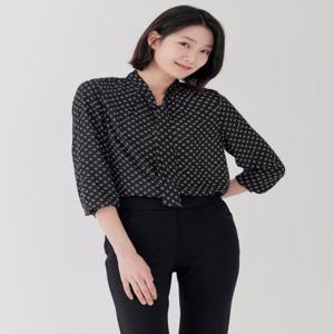 [지센]기간할인 여성 도트변형 타이 블라우스  LFWSP202 색상2