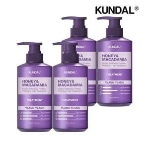[쿤달]쿤달 허니 앤 마카다미아 단백질 트리트먼트 일랑일랑 500ml x4개