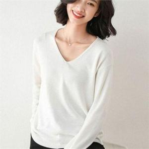 [에이치플러스몰]여성 브이넥 긴 팔 티 여성 긴 팔 티셔츠 루즈핏 베이직 데일리 오피스 가을 상의 블라..