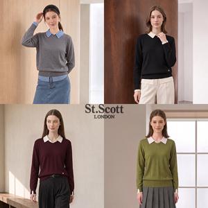 [St.Scott] 세인트 26FW 멜팅터치 카라 레이어드 니트 3종