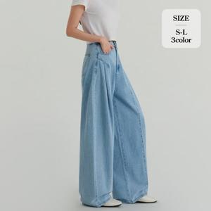 와이드 커브드 벌룬핏 절개 데님 팬츠 (J2609)