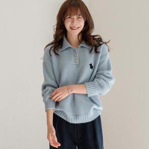 *가을니트 베스트*[키첼] 더벤 자수 카라 니트