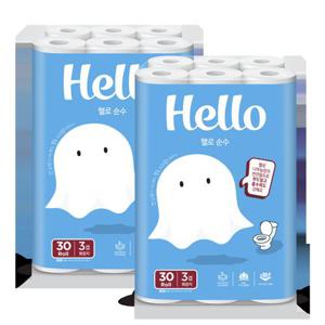 헬로 순수 천연펄프 화장지 30m 30롤 2팩