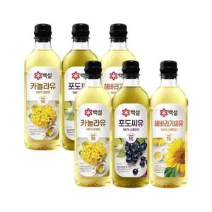 [CJ제일제당]백설 조리유 900ml 3종 세트(카놀라유x2+포도씨유x2+해바라기씨유x2)