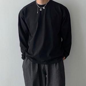 [모노폴로지]1+1 수피마 절개 긴팔 롱슬리브 면티 가을 라운드티셔츠 무지 흰색 긴팔티셔츠 4color