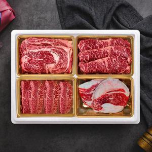 1등급 소고기 구이선물세트 1.6kg(등/채/부/차/각400g) 참소스4개/핑크솔트2개
