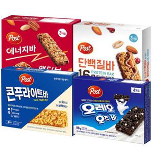 포스트 시리얼바 4종(콘푸라이트140g+오레오오즈바96g+에너지바액티브135g+단백질바150g)