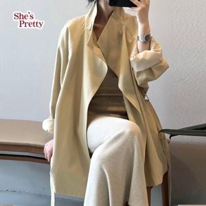 [쉬즈프리티] 쎄지벨티드미디트렌치자켓
