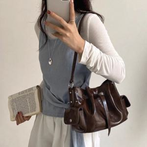 인해하우스 / 여성 가죽 빈티지 복조리 숄더백