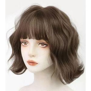 여성 물결 웨이브 단발 통가발 1P 고열사 미디엄 기장 헤어 볼륨 WFOEQQX