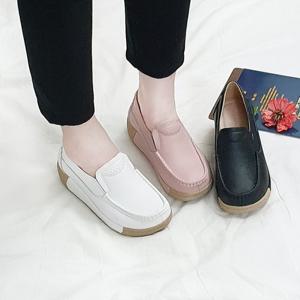 [디아슈즈]드랑 소가죽 키높이 통굽 밴딩 쿠션 로퍼 5cm