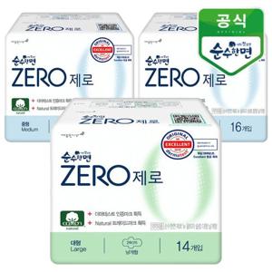 순수한면 제로 생리대 중형 16입x2팩+대형14입