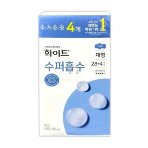 생리패드 화이트 생리대 이중 32개입 샘방지 날개형 슬림 대형