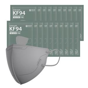 자우버탁 에버퓨어 새부리형 마스크(KF94)(그레이/대형) 100입