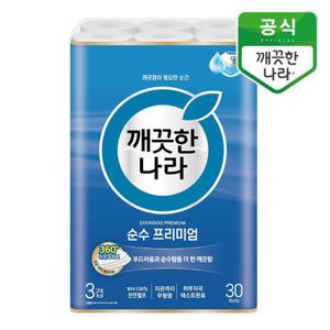 [깨끗한나라] [깨끗한나라] 깨끗한나라 순수 프리미엄 듀얼소프트 3겹 화장지 27m 30롤