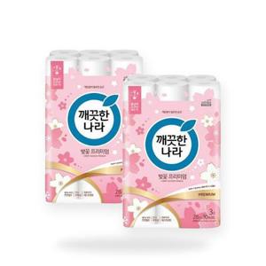 깨끗한나라 허브가든 벚꽃 천 연펄프 3겹 화장지 휴지 28m 60롤 최신리뉴얼