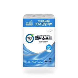 깨끗한나라 클린소프트 3겹 화장지 30m 30롤 휴지