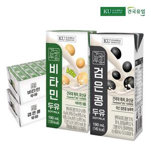 건국두유 190ml x 48팩 (검은콩 두유 24팩+비타민 두유 24팩)