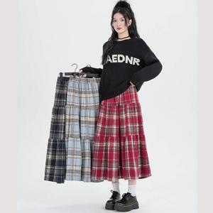 스커트 치마 체크 캉캉 플레어 밴딩