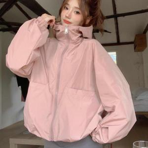 [다잇템]여성 빅사이즈 바람막이 시보리 폴라넥 점퍼