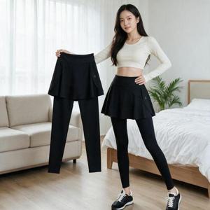 [에이치플러스몰]여성 레깅스 치마 일체형 스커트 팬츠 슬림핏 스포츠웨어 헬스 하의