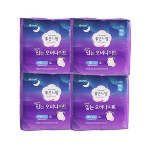 좋은느낌 입는 오버나이트 대형(L) 8P x4팩 생리대