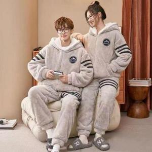 잠옷 세트 남성 가을 겨울 극세사 벨벳 홈웨어