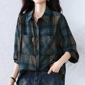 [퀸이즈] [~88까지]헤터 포켓 롱슬리브 체크 셔츠