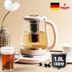 크루거 1.8L 대용량 멀티 유리 티포트 SUS304 스텐 위생적인 유리 전기 무선 커피 포트 주전자 분유포트 전기포트