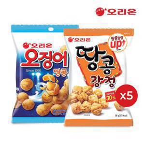 [브랜드데이] 오리온 땅콩강정 80g 5개 + 오징어땅콩 98g 5개