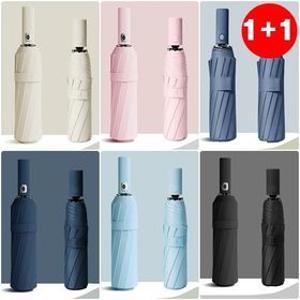 1+1 튼튼한 12K 8K 3단 자동 우산 접이식 장마철 파스텔 양산 암막 양우산
