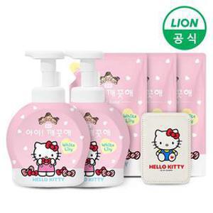 [딜크릿] 아이깨끗해 헬로키티 콜라보 490ml 용기 2개+450ml 리필 3개+맥세이프 카드지갑