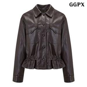 카라 스트링 포켓 레더 자켓 (GQCJK026D)
