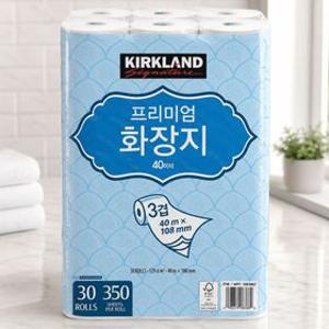 코스트코 커클랜드 프리미엄 화장지 두루마리휴지 물에잘녹는 3겹 40m, 30롤