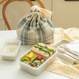 직장인 도시락통 소풍 도시락 런치박스 다이어트 밀프랩 용기 수저포크세트+보냉백+국용기 1개