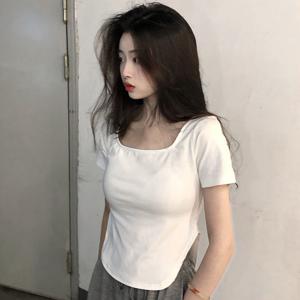 U넥 여성 여름 반팔티 크롭티 XL 무지 티셔츠