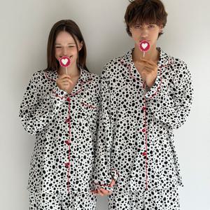 달마시안 커플 파자마 세트 2size 여성 남성 긴팔 잠옷 홈웨어 LA0006