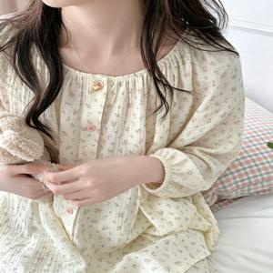 2타입 2컬러 잔꽃버튼 요루면 원피스 파자마