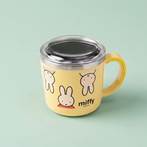 미피 논슬립 스텐 뚜껑 손잡이컵 옐로우 유아물컵 어린이집 한손컵 아기 양치컵