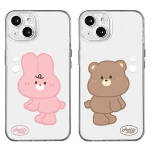 핑크토끼 브라운 곰돌이 투명 TPU 풀커버 아이폰 갤럭시 폰케이스