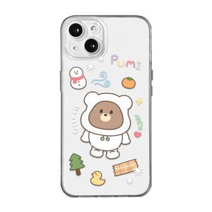러블리 곰돌이 겨울패션 투명 TPU 풀커버 휴대폰 케이스