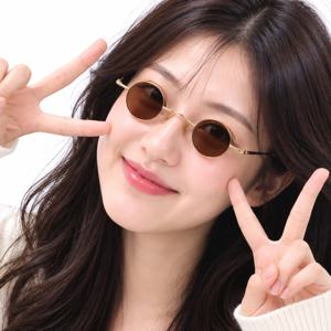 미니원형선글라스(골드브라운)