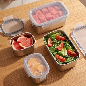 스텐304 밀폐 반찬통 4면결착 냉장 냉동 식품보관 2size