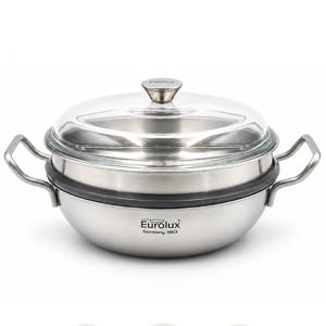 유로룩스 통3중 파티웍 24cm 국산 찜냄비 찜웍 양수 인덕션 스텐냄비 찜솥 전골냄비
