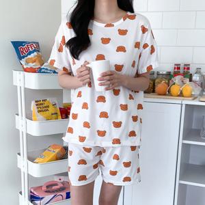 편한 여름 스판 여성 잠옷 상하 세트 [반팔/반바지]