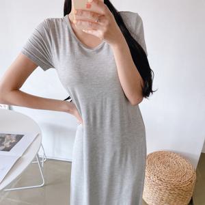 찰랑 편한 브라캡 모달 반팔 원피스 잠옷