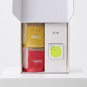 컬러웨이34 고리 핸드타월 2P + 동구밭 설거지비누 풋귤 1P 선물세트