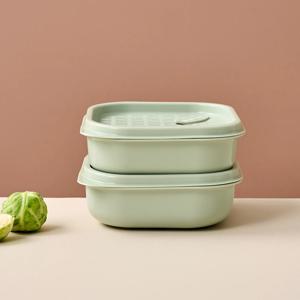 실리만 촉촉하게 데우는 정사각 실리콘 밥용기 310ml 2P세트 민트